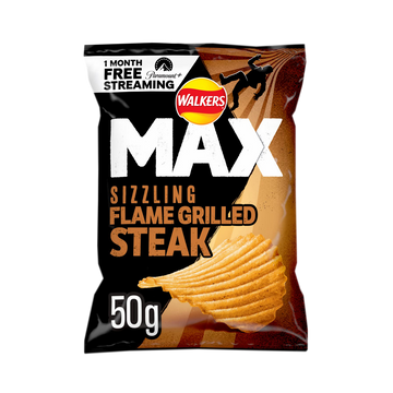 Walkers/Lays Max Sizzling Flame Grilled Steak 50g Bag Wholesale - Case of 24